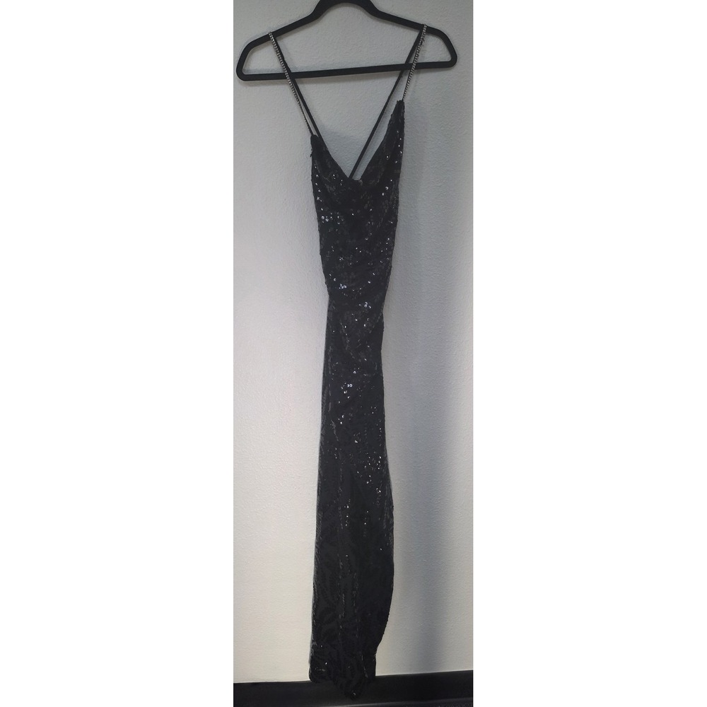 Dundas x Revolve Black Sequin Maxi Dress Size S Sleeveless Party Gown Formal